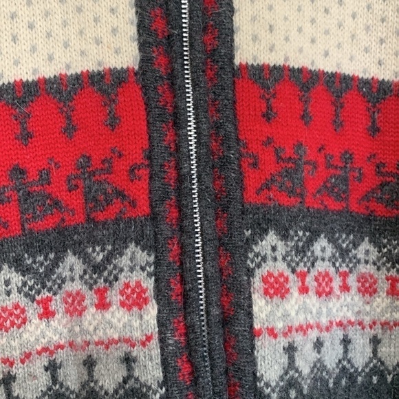 111 State Gray Full Zip Fair Isle Lambswool Angora Blend Knit Cardigan Sweater L - Picture 12 of 17